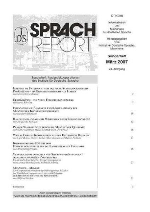Sprachreport / Extra : Informationen und Meinungen zur deutschen Sprache