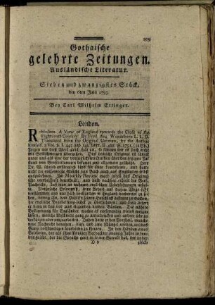 Sieben und zwanzigstes Stück, den 6ten Julii 1793.