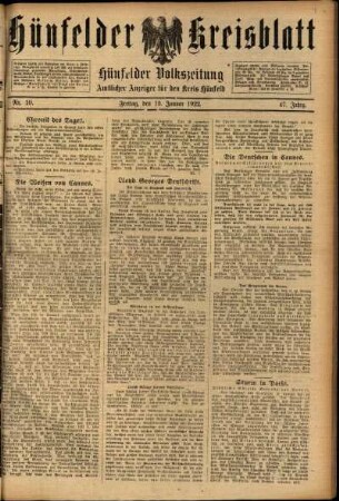 Ausgabe vom Freitag, den 13. Januar 1922.