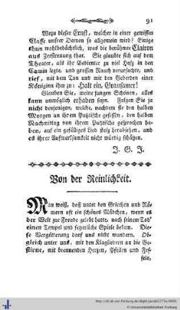 Von der Reinlichkeit.