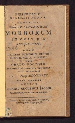 Brevem Systematicam Morborum In Gravidis Expositionem