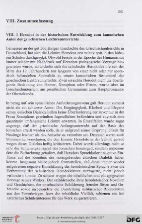 VIII. Zusammenfassung