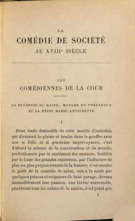 La comédie de société au XVIIIe siécle