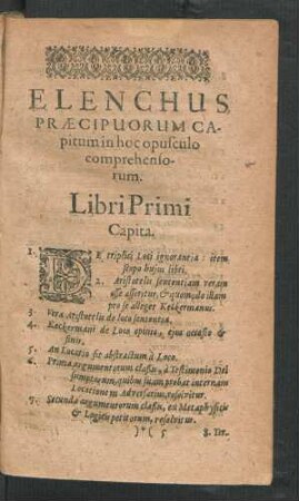 Elenchus Praecipuorum Capitum