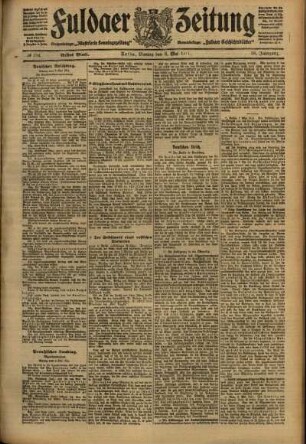Erste Ausgabe vom Montag, den 08. Mai 1911.