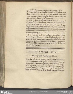 Chapitre CIX. Du rafraîchissement du Cuivre