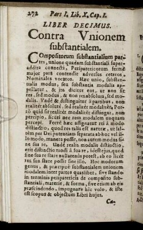 Liber Decimus. Contra Unionem substantialem.