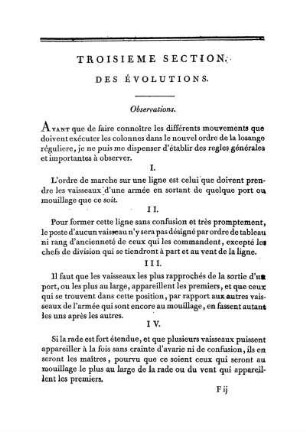 Troisieme Section. Des Évolutions