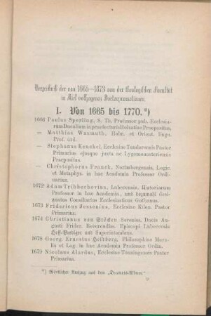 Verzeichniß der von 1665-1873 von der theologischen Facultät in Kiel vollzogenen Doctorpromotionen.