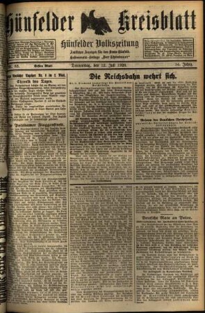 Erste Ausgabe vom Donnerstag, den 12. Juli 1928.