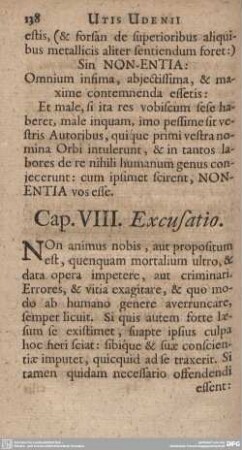 Cap. VIII. Excusatio.
