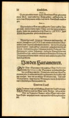 Von den Sacramenten.