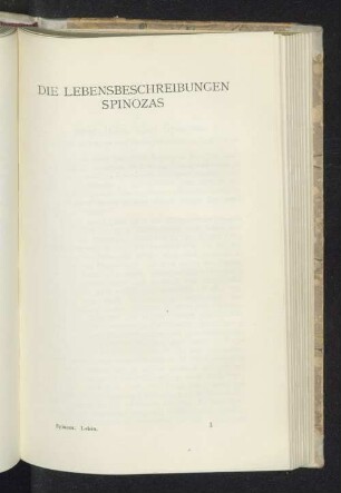 Die Lebensbeschreibungen Spinozas