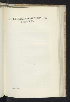 Die Lebensbeschreibungen Spinozas