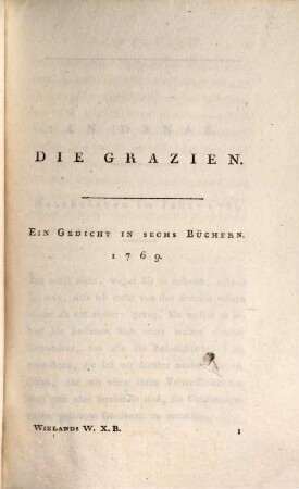 C.M. Wielands Sämmtliche Werke, Zehnter Band. Die Grazien