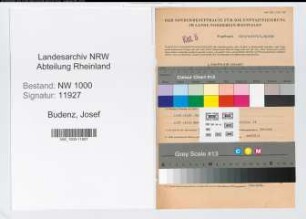 Entnazifizierung Josef Budenz, geb. 15.06.1892 (Prokurist)