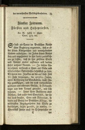 Fünfter Zeitraum. Fürsten und Hohepriester.