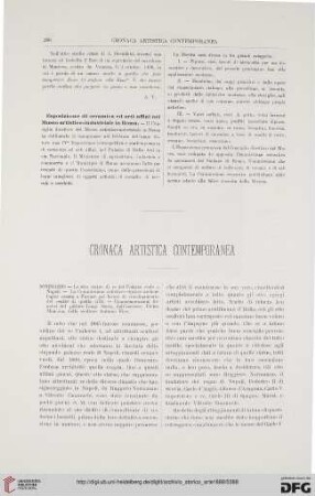 Cronaca artistica contemporanea