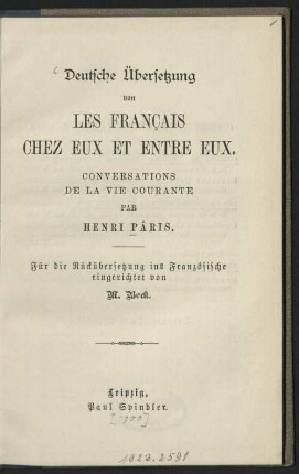 Deutsche Übersetzung von Les Français chez eux et entre eux : conversations de la vie courante