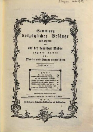 Sammlung vorzüglicher Gesänge aus Opern die auf der deutschen Bühne gegeben worden : fürs Clavier und Gesang eingerichtet ; op. CXXX d. D.. 12