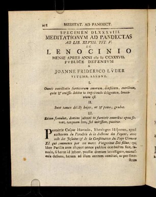 258-274, Spec. 588. De Lenocinio