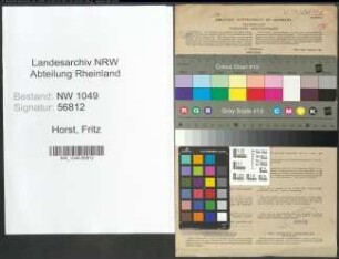Entnazifizierung Fritz Horst , geb. 08.07.1891 (Baecker)