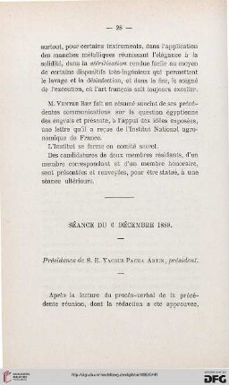 Séance du 6 décembre 1889