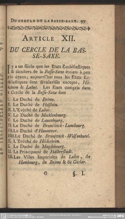 Article XII. Du Cercle De La Basse-Saxe