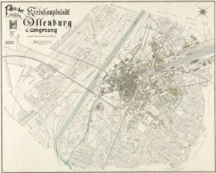 Plan der Kreishauptstadt Offenburg und Umgebung