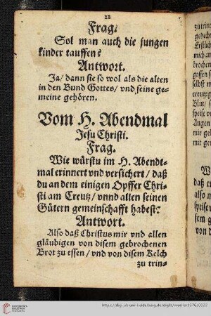 Vom h. Abendmal Jesu Christi