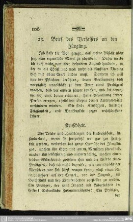 23. Brief des Verfassers an den Jüngling