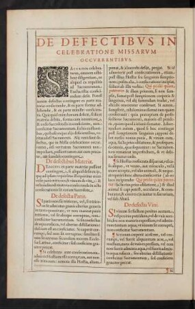De Defectibus In Celebratione Missarum Occurrentibus.
