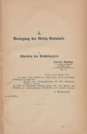 A. Vorlegung der Gesetz-Entwürfe