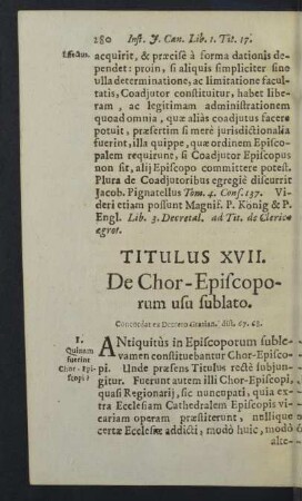 Titulus XVII. De Chor-Episcoporum usu sublato.