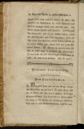 Siebente Unterhaltung. Von Hausandachten.