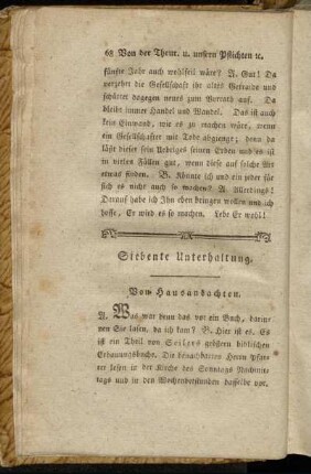 Siebente Unterhaltung. Von Hausandachten.