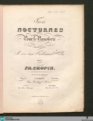 Trois Nocturnes Pour le Pianoforte : Oeuv. 15