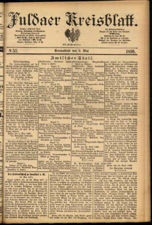 Erste Ausgabe vom Samstag, den 09. Mai 1896.