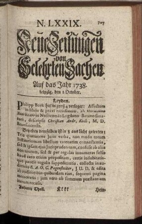 N. LXXIX. Leipzig, den 2 October. - N. LXXXVII. Leipzig, den 30 October.
