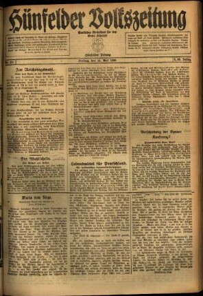 Ausgabe vom Freitag, den 14. Mai 1920.