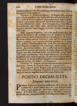 120-124, Positio Decima Sexta. Sanguis non vivit