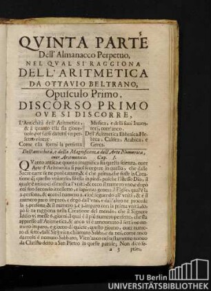 Discorso Primo Ove Si Discorre