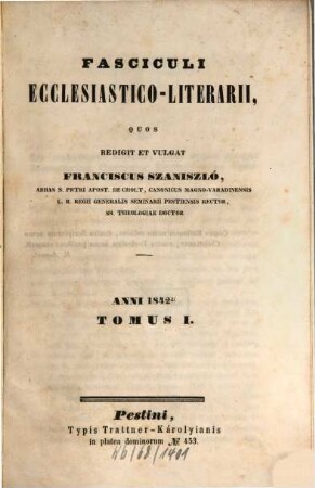 Fasciculi ecclesiastico-literarii, 1842