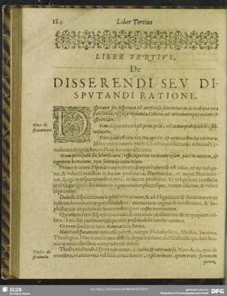 Liber Tertius, De Disserendi Seu Disputandi Ratione