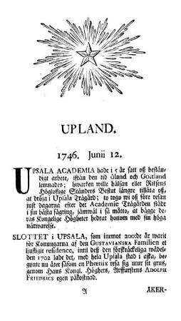 Upland. 1746, Junii 12.
