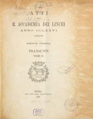 Transunti. 276 = Vol. 3. 1878/79 (1879)