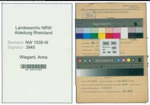 Entnazifizierung Anna Wiegard , geb. 23.12.1892 (Lehrerin)