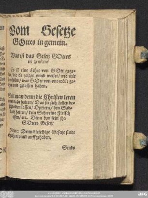 Vom Gesetze Gottes in gemein.