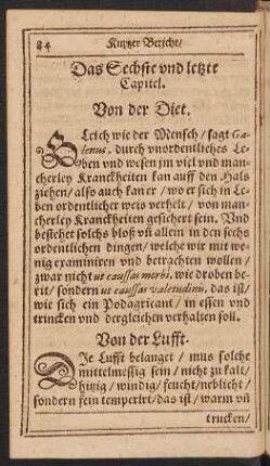 Das Sechste und letzte Capitel.
