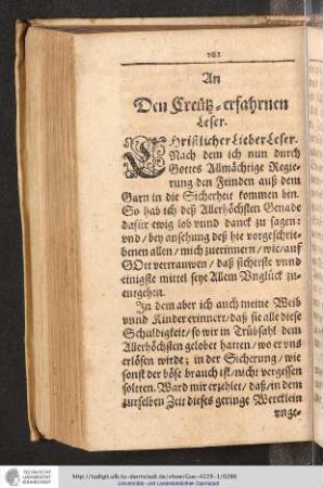 An Den Creütz-erfahrnen Leser